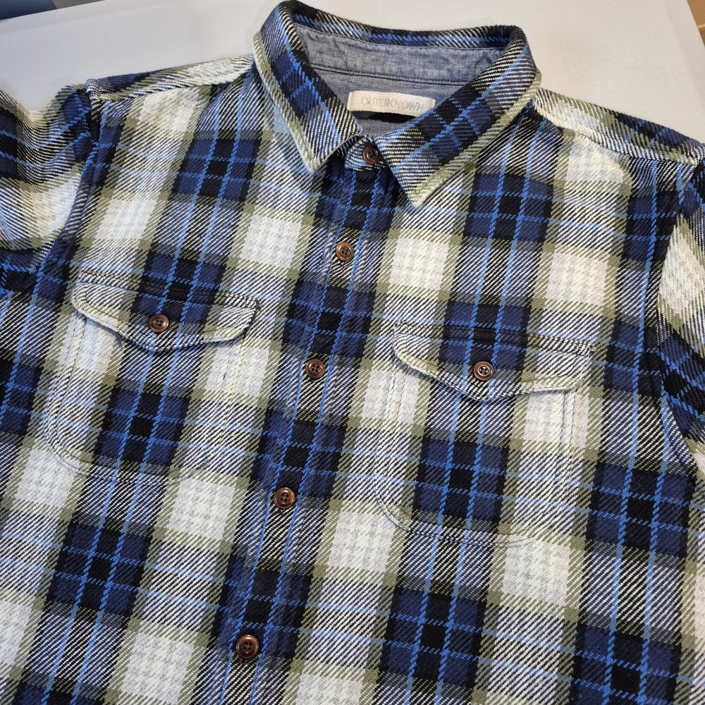 Outerknown Shirt Mens XL Plaid Blanket Flannel Overshirt Organic Cotton *Flaw